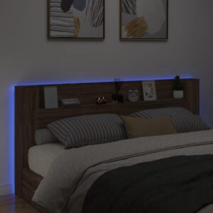 vidaXL Sänggavel med LED brun ek 220x16,5x103,5 cm - Bild 4