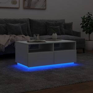 vidaXL Soffbord med LED vit 90x49x40 cm - Bild 5