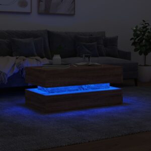 vidaXL Soffbord med LED brun ek 90x50x40 cm - Bild 5