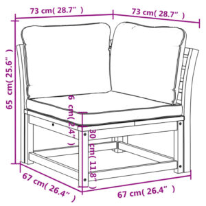 vidaXL Trädgårdssoffa hörn med dynor 73x73x65 cm massivt akaciaträ - Bild 8