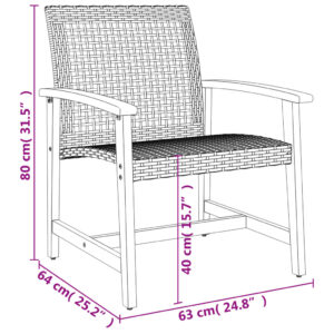 vidaXL Trädgårdsstolar 2 st beige konstrotting akaciaträ - Bild 9