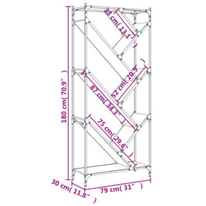 vidaXL Bokhylla svart 79x30x180 cm konstruerat trä och metall - Bild 10