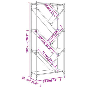 vidaXL Bokhylla rökfärgad ek 79x30x180 cm konstruerat trä och metall - Bild 10