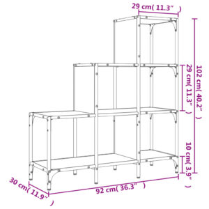 vidaXL Bokhylla rökfärgad ek 92x30x102 cm konstruerat trä och metall - Bild 10