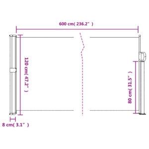 vidaXL Infällbar sidomarkis röd 120x600 cm - Bild 10