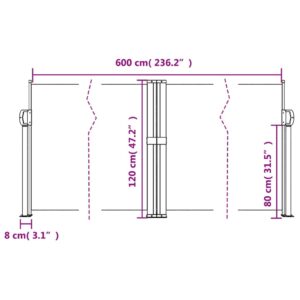 vidaXL Infällbar sidomarkis gräddvit 120x600 cm - Bild 10