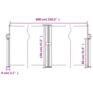 vidaXL Infällbar sidomarkis röd 120x600 cm - Bild 10