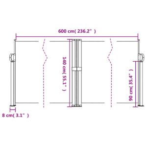 vidaXL Infällbar sidomarkis antracit 140x600 cm - Bild 10