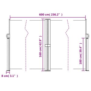 vidaXL Infällbar sidomarkis svart 160x600 cm - Bild 10