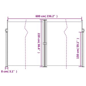 vidaXL Infällbar sidomarkis 220x600 cm gräddvit - Bild 10