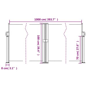 vidaXL Infällbar sidomarkis gräddvit 100x1000 cm - Bild 10