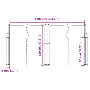 vidaXL Infällbar sidomarkis gräddvit 120x1000 cm - Bild 10