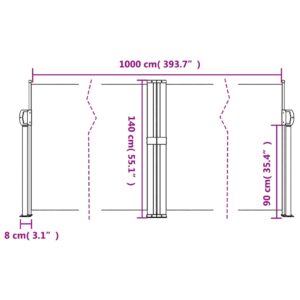 vidaXL Infällbar sidomarkis svart 140x1000 cm - Bild 10