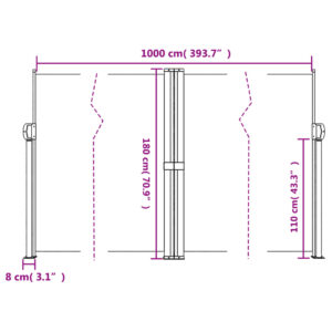 vidaXL Infällbar sidomarkis brun 180x1000 cm - Bild 10