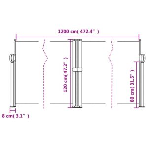 vidaXL Infällbar sidomarkis brun 120x1200 cm - Bild 10