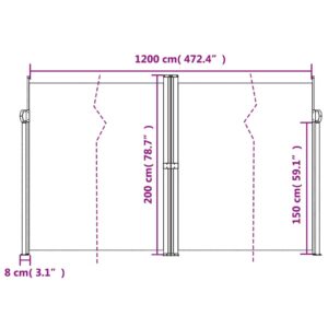 vidaXL Infällbar sidomarkis 200x600 cm röd - Bild 10