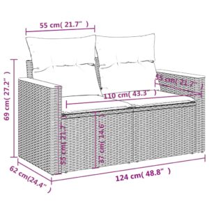 vidaXL Loungegrupp 10 delar med svarta dynor konstrotting - Bild 8