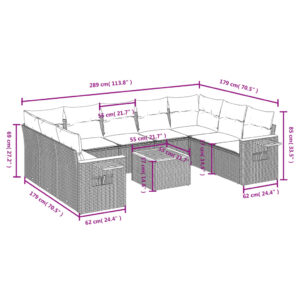 vidaXL Loungegrupp 10 delar med svarta dynor konstrotting - Bild 8