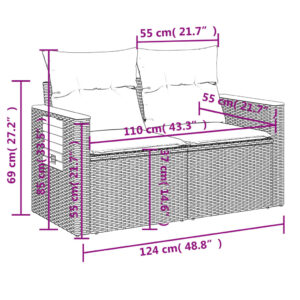 vidaXL Loungegrupp 10 delar med svarta dynor konstrotting - Bild 10