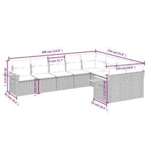 vidaXL Soffgrupp för trädgården med dynor 9 delar beige konstrotting - Bild 8