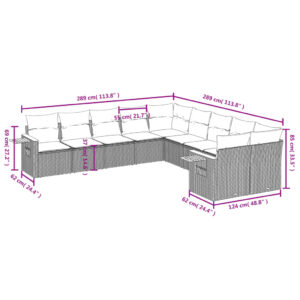 vidaXL Loungegrupp 10 delar med svarta dynor konstrotting - Bild 8