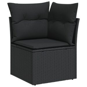 vidaXL Loungegrupp 10 delar med svarta dynor konstrotting - Bild 5