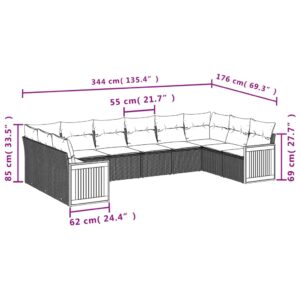 vidaXL Loungegrupp 10 delar med svarta dynor konstrotting - Bild 7