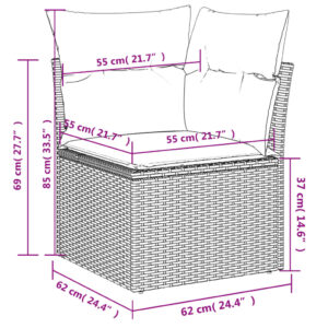 vidaXL Soffgrupp för trädgården med dynor 9 delar beige konstrotting - Bild 10