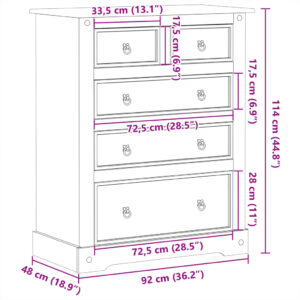 vidaXL Byrå Corona 92x48x114 cm massiv furu - Bild 9