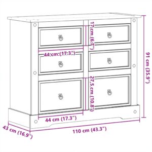 vidaXL Byrå Corona 110x43x91 cm massiv furu - Bild 9