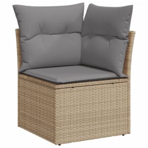 vidaXL Soffgrupp för trädgården med dynor 9 delar beige konstrotting - Bild 5