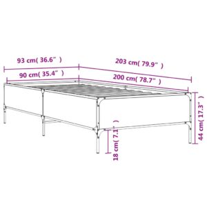 vidaXL Sängram svart 90x200 cm konstruerat trä och metall - Bild 9