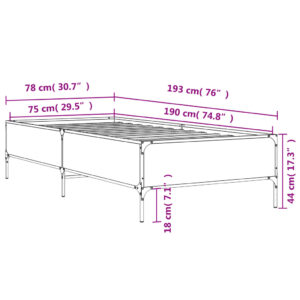 VidaXL Sängram svart 75x190 cm konstruerat trä och metall - Bild 9