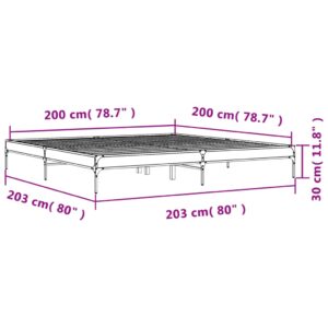 vidaXL Sängram rökfärgad ek 200x200 cm konstruerat trä och metall - Bild 9