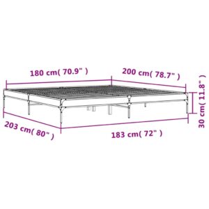 vidaXL Sängram grå sonoma 180x200 cm konstruerat trä och metall - Bild 9
