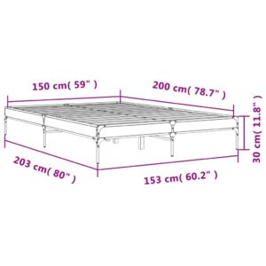 vidaXL Sängram sonoma-ek 150x200 cm konstruerad trä och metall - Bild 9