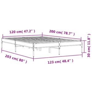 vidaXL Sängram brun ek 120x200 cm konstruerat trä och metall - Bild 9