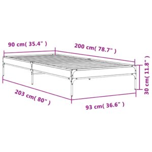 vidaXL Sängram svart 90x200 cm konstruerat trä och metall - Bild 9