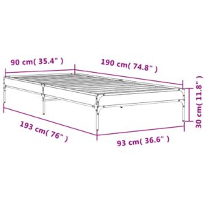 vidaXL Sängram sonoma-ek 90x190 cm konstruerat trä och metall - Bild 9