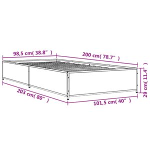 vidaXL Sängram rökfärgad ek 100x200 cm konstruerat trä och metall - Bild 9