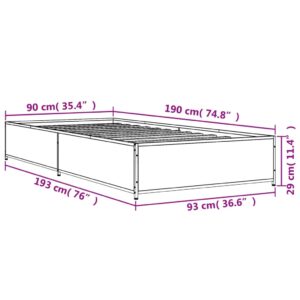 vidaXL Sängram sonoma-ek 90x190 cm konstruerat trä och metall - Bild 9