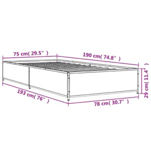 vidaXL Sängram sonoma-ek 75x190 cm konstruerat trä och metall - Bild 9