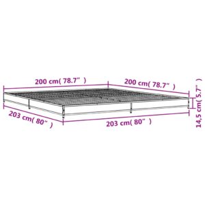 vidaXL Sängram grå sonoma 200x200 cm konstruerat trä och metall - Bild 9