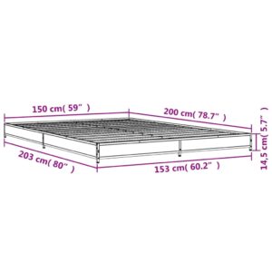 vidaXL Sängram rökfärgad ek 150x200 cm konstruerad trä och metall - Bild 9