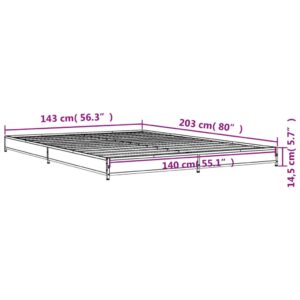 vidaXL Sängram rökfärgad ek 140x200 cm konstruerad trä och metall - Bild 9