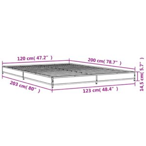 vidaXL Sängram brun ek 120x200 cm konstruerat trä och metall - Bild 9