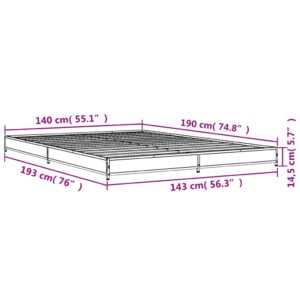 vidaXL Sängram sonoma-ek 140x190 cm konstruerat trä och metall - Bild 9