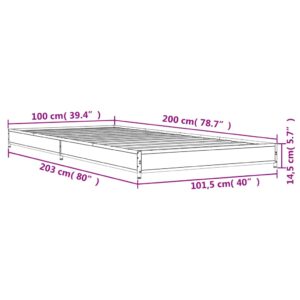 vidaXL Sängram grå sonoma 100x200 cm konstruerat trä och metall - Bild 9