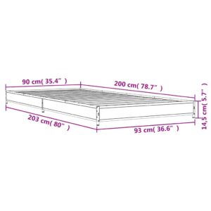 vidaXL Sängram svart 90x200 cm konstruerat trä och metall - Bild 9