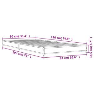 vidaXL Sängram svart 90x190 cm konstruerat trä och metall - Bild 9